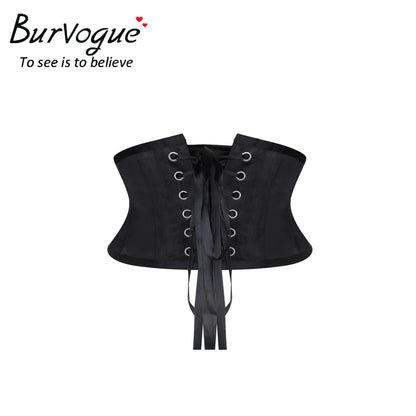 Burvogue เอวเทรนเนอร์รัดตัว Shaper เข็มขัดลำตัวสั้นซาติน Underbust Corset เซ็กซี่ Lace Up Bustiers &amp; Corsets ผู้หญิง