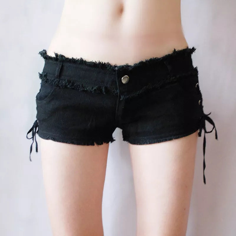 Sexy Women Tassel Low Rise Waist Hot Short Sexy Denim Booty Sexy Jeans Shorts Cute Micro Mini Short Club Wear Fashion F26