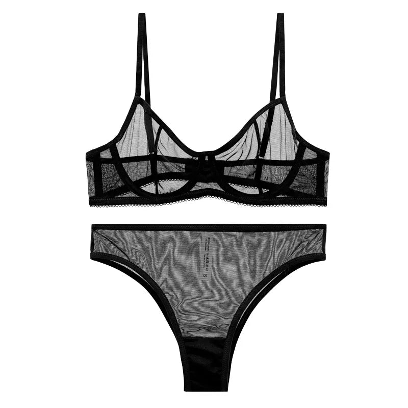 Maille Transparent Sans Couture Soutien-Gorge Ensemble Femmes Ensemble De Sous-Vêtements Mode Dames Bralette Secret Sexy Lingerie 2 Pièces Soutien-Gorge + Culottes Ensembles