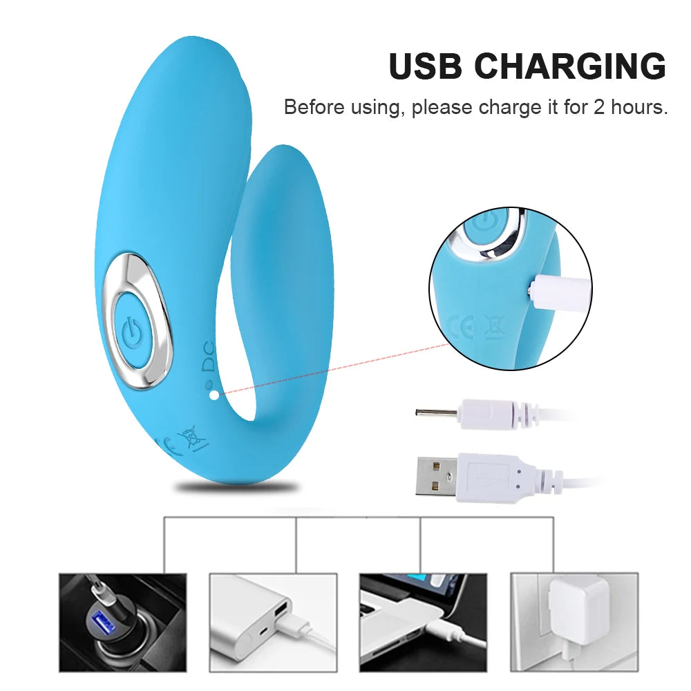 ไร้สาย U-Shape Vibrator สำหรับผู้หญิง USB ชาร์จ Dildo G Spot Clit Anal Stimulator เครื่องสั่นคู่ผู้ใหญ่ของเล่นสำหรับคู่