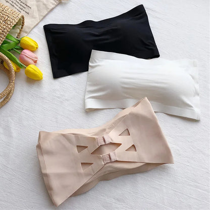 Sans couture une pièce bustiers femmes coussinets amovibles intimes basique noir/blanc/peau femmes bretelles soutien-gorge Bandeau bustier tubulaire