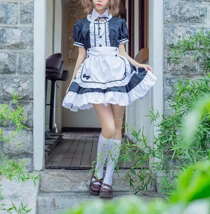 2022 Japanese Women Maid Outfit Anime Long Dress Black and White Dresses Men Lolita Dress Costume Cosplay Cafe Apron Costume