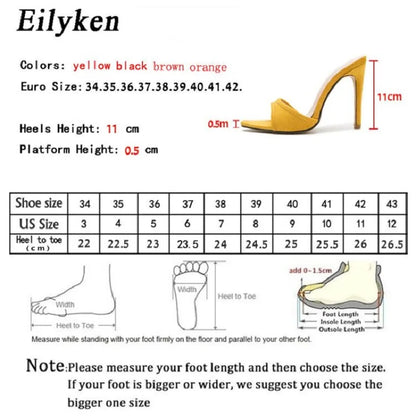 Eilyken Fashion Women Slippers Pointed Toe High Heels Sandals Sexy Stripper Party Slides Mule Ladies Shoes Size 35-42