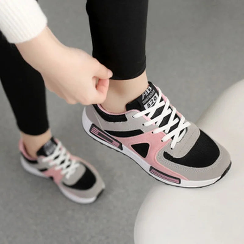 comemore Summer Casual Shoes Woman 2021 Fashion Lace-up Sneakers Women Shoes Flat Breathable Mesh Ladies Shoes Women's Sneakers