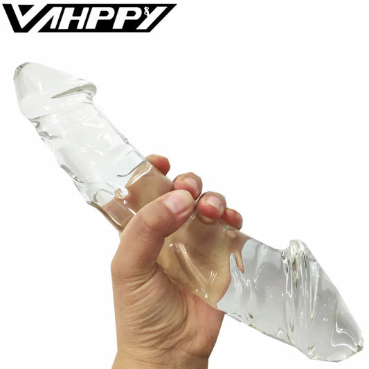 Énorme double gode en verre faux pénis cristal anal longs godes plug anal point G masturbation féminine jouets sexuels pour femmes hommes boutique gay