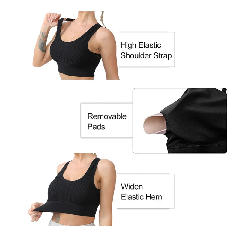 Yoga Sports Bra Women Yoga Crop Top Shockproof Push Up Underwear Fitness Bras Athletic Vest Gym Shirt Sport Sportswear Sling Bra