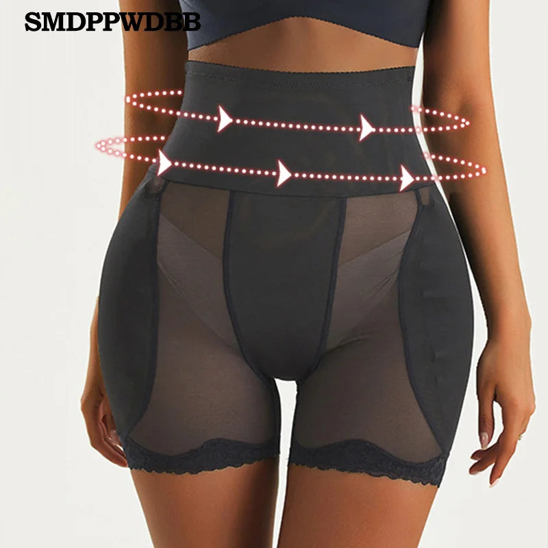 High waist seamless body shaper abdomen butt lifting buttocks control panties invisible pad padded hip enhancing underwear