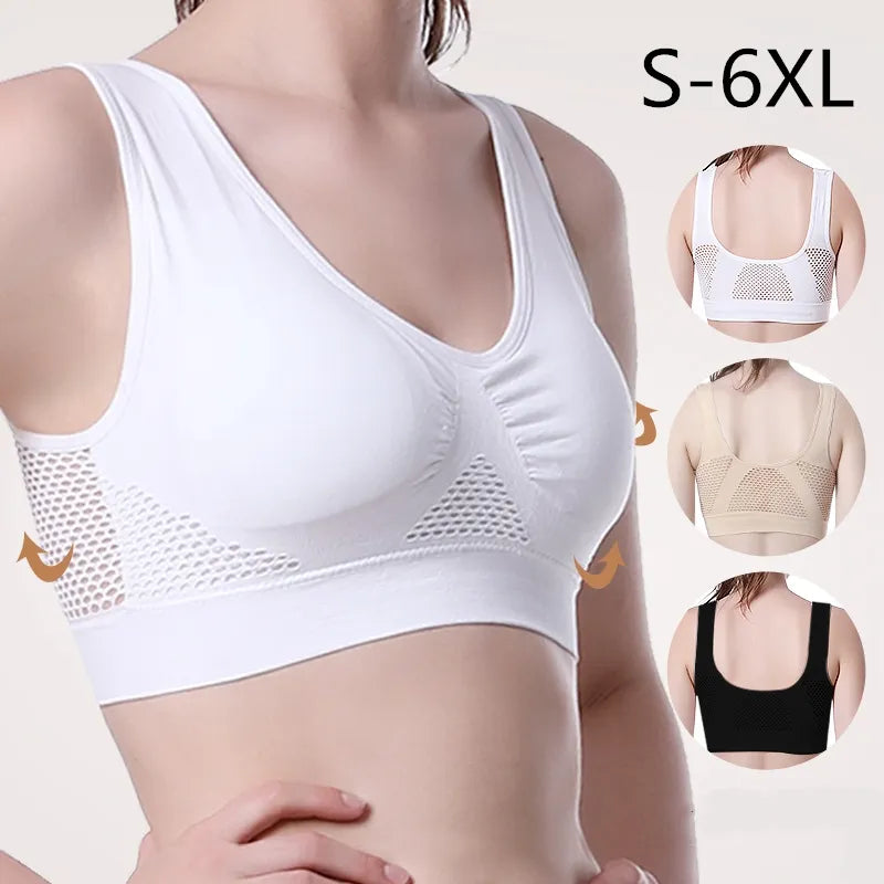 S-6XL Women Sports Bra Fitness Running Vest Gym Workout Underwear Padded Crop Tops Bralette Sportswear Brassiere Push Up Bras