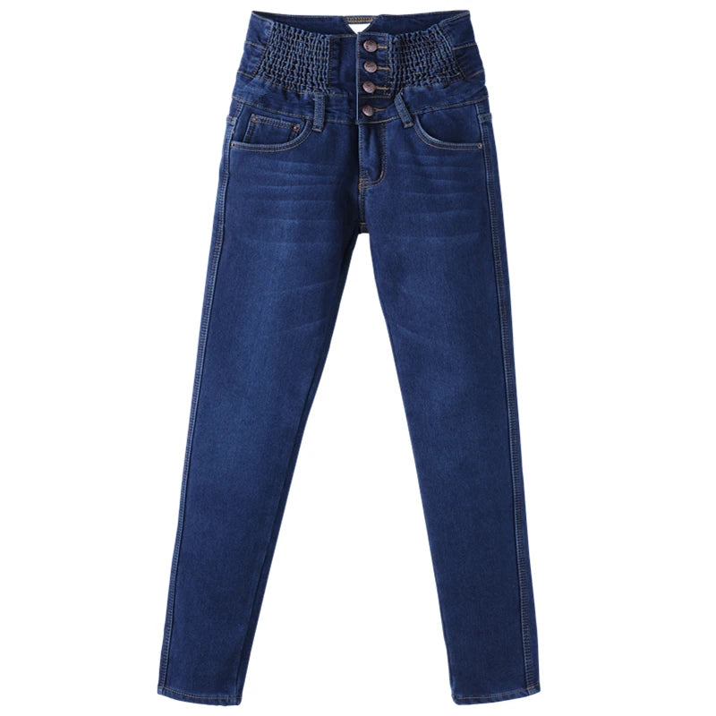 Pantalon en Denim automne hiver jean pour femmes taille haute maigre chaud épais jean femmes haute élastique grande taille Stretch jean velours