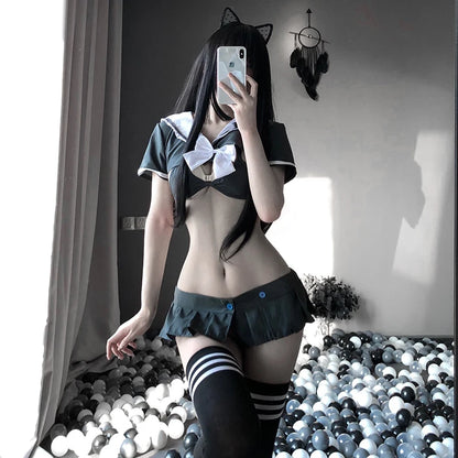 Japanese Porno Women School Girl Costumes Students Uniform Cosplay Sexy Lingerie Outfit Cheerleader Mini Skirt Erotic Sex Dress