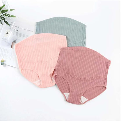 Cotton Maternity Panties High Waist Pregnant Panties Adjustable Belly Support Briefs for Pregnant Women Lace Solid Color Panties