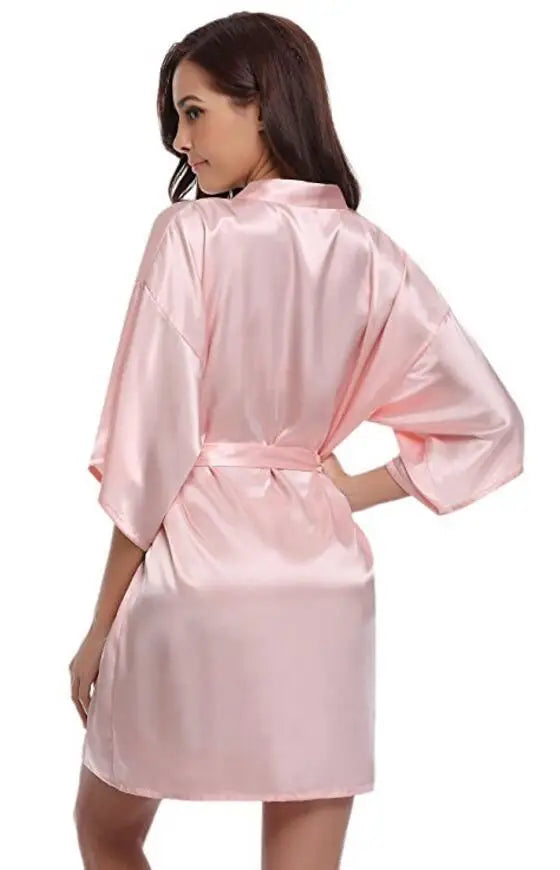 Nouvelle Robe Kimono en soie peignoir femmes Robes de demoiselle d'honneur en soie Sexy Robes bleu marine Robe en Satin dames Robes de chambre