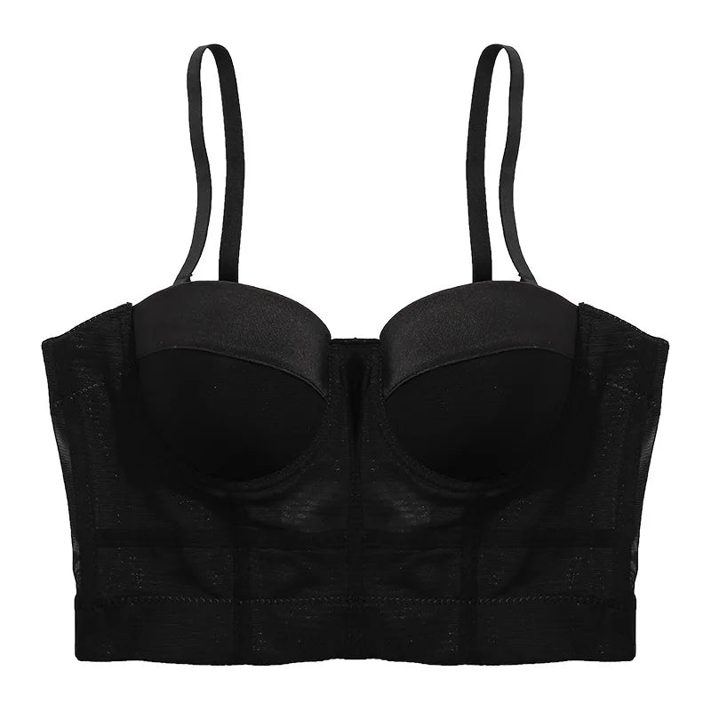 Women Bra Push Up Bustiers Tops Summer Fashion Solid Color Padded Corsets Crop Tops Female Spaghetti Strap Camisoles Underwear