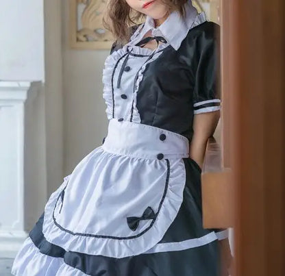 2022 Japanese Women Maid Outfit Anime Long Dress Black and White Dresses Men Lolita Dress Costume Cosplay Cafe Apron Costume