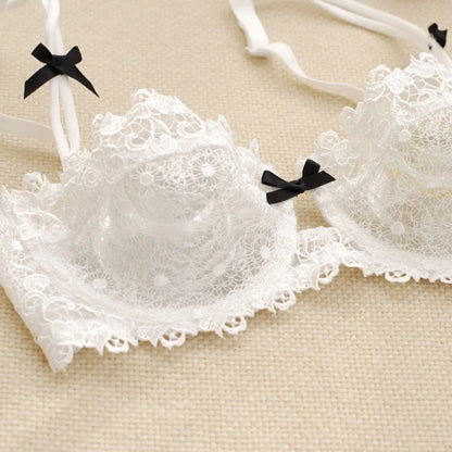 【2 For 10% OFF】Bra Set Women Transparent  Bow Decoration Lace Embroidery Bras Underwear Women Lingerie Women Set Plus Size