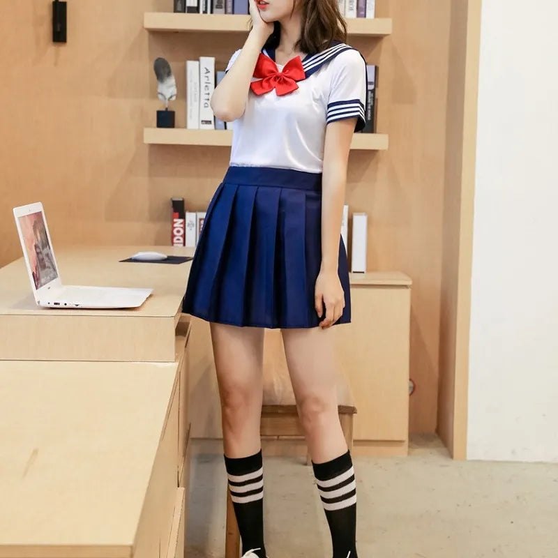 Uniformes scolaires pour femmes, Costume de Cosplay de fête de marin pour étudiants, Costume japonais à manches courtes, Costume JK, jupe plissée pour filles