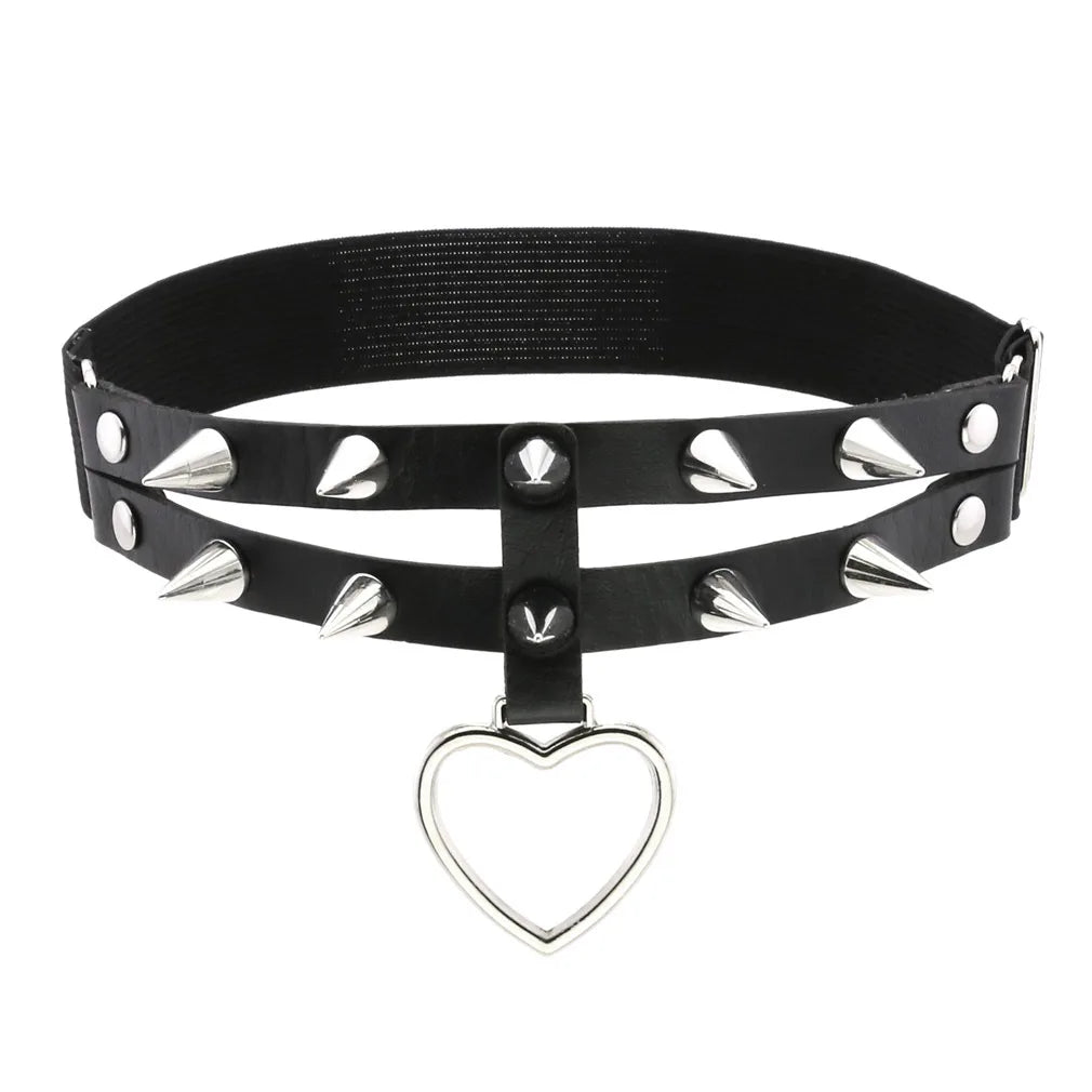 Women Sexy Rock Pub Punk Garter Belt Rivets Leg Ring Thigh Harness Heart Black PU Leather Vintage Suspenders Girls Body Jewelry