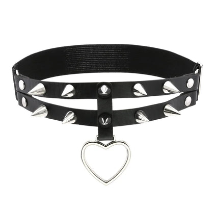 Women Sexy Rock Pub Punk Garter Belt Rivets Leg Ring Thigh Harness Heart Black PU Leather Vintage Suspenders Girls Body Jewelry