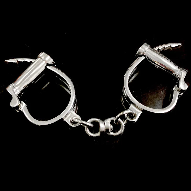 2020 Horseshoe Stainless Steel Handcuffs,Metal Wrist Cuffs Restraints Fetish Slave Manacle Bondage BDSM Sex Toys for Couples