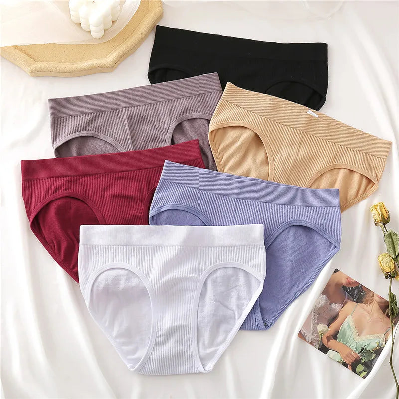 2PCS Seamless Panties Women Underwear Sexy Briefs Female Underpants Ladies Panties Intimate Lingerie Solid Color Girls Pantys