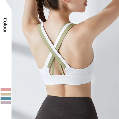 High Stretch Yoga Crop Top Sports Wear For ladies Gym Shockproof Running Sport Bra Push Up Gym workout Vest Cloth