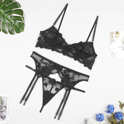 Ensemble de Lingerie en dentelle brodée pour femmes, soutien-gorge Push Up, culotte, décolleté en V profond, sous-vêtements Sexy, soutien-gorge, nouvelle collection