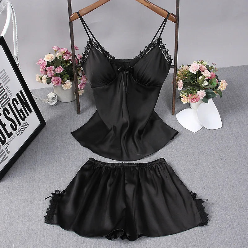 Sexy Summer Womens 2PC Robe Bath Gown Strap Top Pants Pajamas Sets Sleepwear Lady Home Wear Nightgown Suit Sleepshirts M-XXL