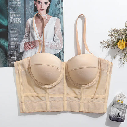 Women Bra Push Up Bustiers Tops Summer Fashion Solid Color Padded Corsets Crop Tops Female Spaghetti Strap Camisoles Underwear