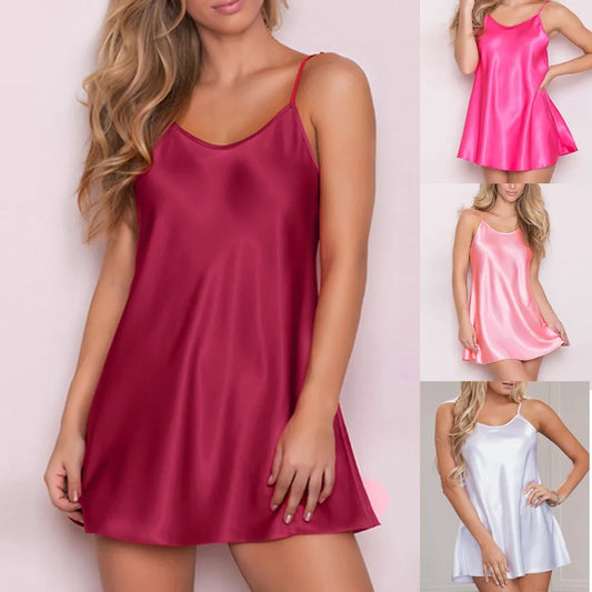 Oversize Female Satin Nightgown Lady Sexy Nightdress Spaghetti Strap Night Dress Women Nighties Sleeveless Sleepwear Nightwear