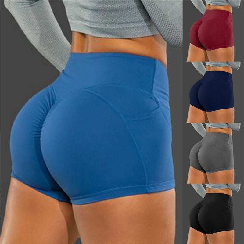 Women Gym Shorts High Waist Push Up Cycling Sport Leggings Phone Pockets For Femme Running Fitness Trainning Yoga Short Pants