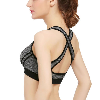 Women  Sports Bra Lady Quick Dry Yoga Padded Fitness Stretch Workout Seamless Solid Tank Top Bra