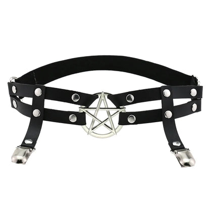 สายรัดขา Garter เข็มขัด Pentagram สายรัดต้นขาผู้หญิง Goth คอสเพลย์อุปกรณ์เสริม Harajuku Egirl เครื่องประดับ