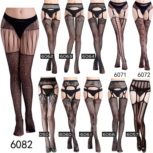 Fishnet Plus Size Sheer Lace Top Thigh High Stocking SUSPENDER Sexy Lady stockings lingerie Tight Night club party hosiery women