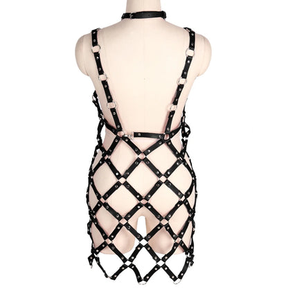 Bdsm Bondage femmes cuir harnais ceinture Femdom Sexy Lingerie Teddies Body fétiche soutien-gorge Cage Punk jarretière corps sangle jupe