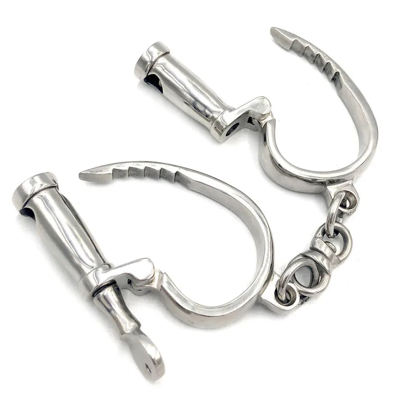 2020 Horseshoe Stainless Steel Handcuffs,Metal Wrist Cuffs Restraints Fetish Slave Manacle Bondage BDSM Sex Toys for Couples