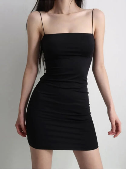 Black Sexy Dress Spaghetti Strap платье Female High Waist Sheath Club Dresses For Women Short Summer Mini Sleeveless Vestidos