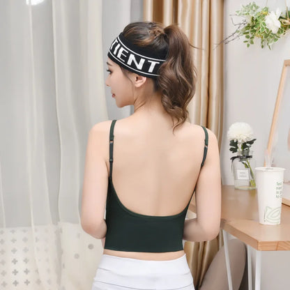 New Ladies Tube Tops Sexy Crop Top Knitted Underwear Backless Camisoles Sports Bra Female Brassiere Tops With Built in Bras