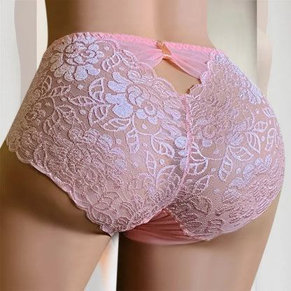 Sexy Women Mid-waist Lace Panties Transparent and Seamless Large Size Hip Lift Briefs Cotton Crotch Ladies Panties Sexy Lingerie