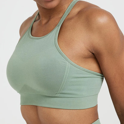 Soutien-gorge de sport actif sans couture pour femmes, Micro sans effort, sangle réglable, Fitness, entraînement, Yoga, dos croisé, haut de gymnastique Sexy