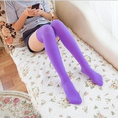 Chaussettes longues Sexy pour femmes, couleur unie, noir, blanc, au-dessus du genou, cuisses hautes, bas Lolita pour dames et filles, chaussettes chaudes