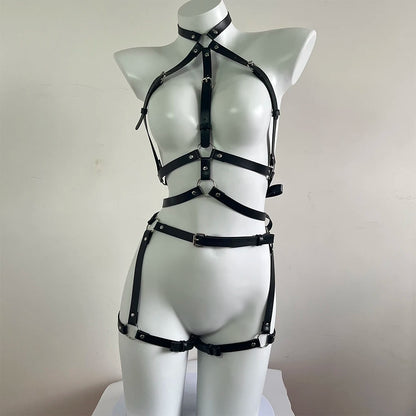 ของเล่นเซ็กซี่สำหรับผู้หญิง Exotic ชุดชุดชั้นใน Garter เข็มขัด Goth Bdsm Bondage ชุดชั้นใน Bra Cage เอว Punk หนัง Harness