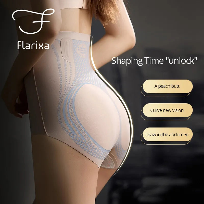 Flarixa Taille Haute Ventre Contrôle Culottes pour Femmes Slip Sans Couture Post-partum Hanche Lift Sous-Vêtements Amincissants Body Gainant Shaper