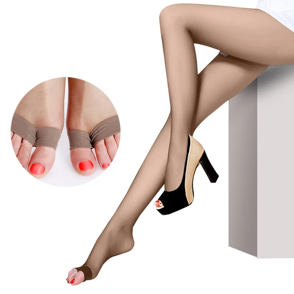 Collants Sexy pour femmes, bout ouvert, collants d'été en Nylon sans couture, élastiques, cuisses hautes, bas slim pour dames