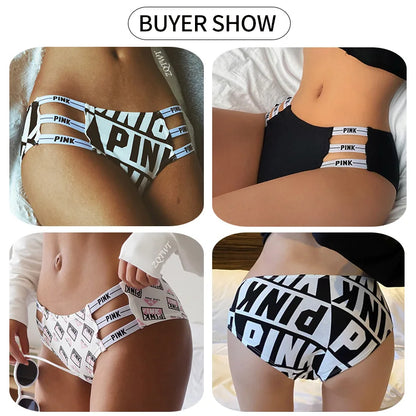 PINK Letter Sexy Women Panties Cotton Underwear Seamless Thongs Low Waist G-String Lady Intimates Sport Girls Lingerie Briefs