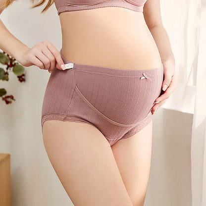 Dentelle coton culottes de maternité taille haute ventre slips vêtements pour femmes enceintes grande taille sous-vêtements de grossesse