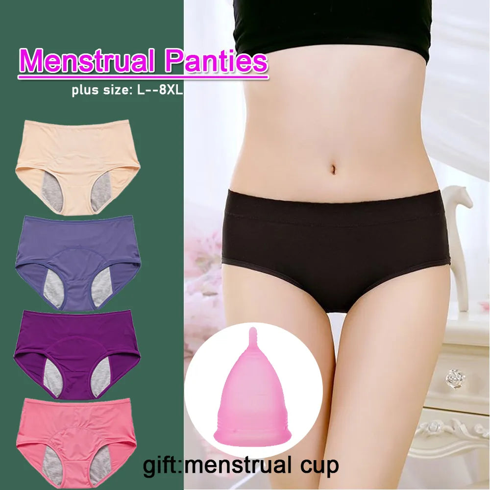 5pcs Menstrual Panties Women Menstruation Waterproof Briefs Large Size Period Underwear for Fat Female Physiological Underpants