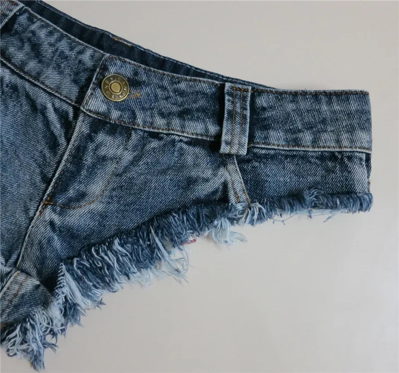 Short taille basse Mini jean chaud danse string Bar short Denim plage décontracté dame