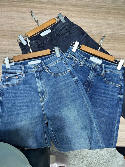 Jean ample taille haute pour femme, pantalon en denim droit polyvalent, à la mode