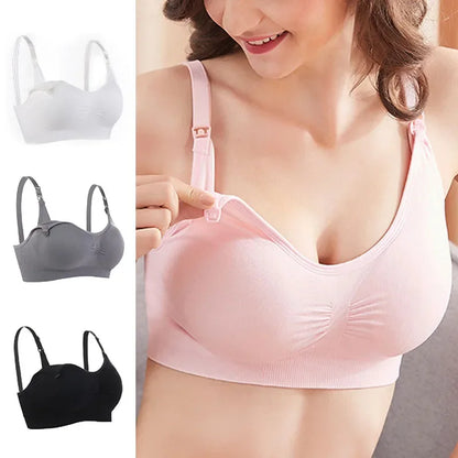 Maternity Bras สีขาว Wirefree พยาบาล Bra การตั้งครรภ์เสื้อผ้าป้องกันการหย่อนคล้อยให้นมบุตรผู้หญิง Breathable Lactancia Bra