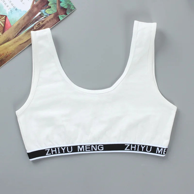 Thin Girl Training Linen Brassiere Sport Girl Bras Teen  Letter Children Topic  Vest